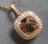 1.58CT DIAMOND & AAA MORGANITE 14KT ROSE GOLD HALO FILIGREE FUN FLOATING PENDANT