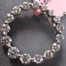 .89CT DIAMOND 14KT WHITE GOLD ROUND CIRCLE OF LIFE SHARED PRONG FLOATING PENDANT