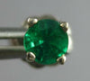 ESTATE .40CT AAA EMERALD 14KT WHITE GOLD 3D ROUND SOLITAIRE STUD EARRINGS #27706
