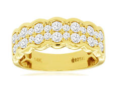 .95CT DIAMOND 14KT YELLOW GOLD ROUND 2 ROW SEMI BEZEL WEDDING ANNIVERSARY RING