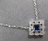 SMALL .14CT DIAMOND & AAA SAPPHIRE 14KT WHITE GOLD PRINCESS SQUARE FUN NECKLACE