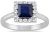 2.32CT DIAMOND & AAA SAPPHIRE 14KT WHITE GOLD PRINCESS & ROUND SQUARE HALO RING