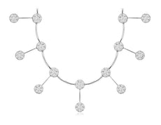 2.5CT DIAMOND 14K WHITE GOLD MULTI FLOWER BY THE YARD CHANDELIER TENNIS NECKLACE