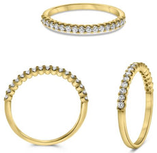 .25CT DIAMOND 14KT YELLOW GOLD 3D ROUND CLASSIC SEMI ETERNITY ANNIVERSARY RING