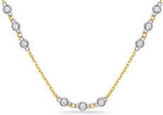 .66CT DIAMOND 14KT 2 TONE GOLD 3 STONE ROUND BEZEL BY THE YARD LOVE NECKLACE