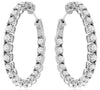 ESTATE 3CT DIAMOND 14KT WHITE GOLD 3D ROUND INSIDE OUT HOOP HANGING EARRINGS