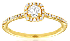 .36CT DIAMOND 14KT YELLOW GOLD 3D ROUND HALO CLASSIC SQUARE FRIENDSHIP LOVE RING