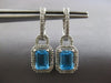 2.38 DIAMOND & AAA BLUE TOPAZ 14K WHITE GOLD EMERALD CUT & ROUND EARRINGS #28159