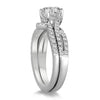 ESTATE 1.33CT DIAMOND 14KT WHITE GOLD 3D CLASSIC ROUND INFINITY WEDDING RING SET