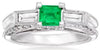 1.02CT DIAMOND & AAA EMERALD 18KT WHITE GOLD 3D PRINCESS ROUND & BAGUETTE RING