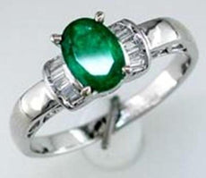 .80CT DIAMOND & AAA EMERALD 14KT WHITE GOLD OVAL & BAGUETTE FRIENDSHIP LOVE RING