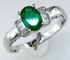 .80CT DIAMOND & AAA EMERALD 14KT WHITE GOLD OVAL & BAGUETTE FRIENDSHIP LOVE RING