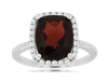 LARGE 5.0CT DIAMOND & AAA GARNET 14K WHITE GOLD 3D CUSHION & ROUND HALO FUN RING