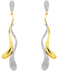 LARGE .82CT DIAMOND 14KT 2 TONE GOLD 3D MULTI WAVE TEAR DROP HANGING EARRINGS