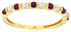 .45CT DIAMOND & AAA RUBY 14KT YELLOW GOLD 3D 11 STONE CHANNEL ANNIVERSARY RING