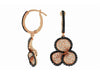 1.52CT WHITE & BLACK DIAMOND 14K ROSE GOLD 3 LEAF CLOVER FLOWER HANGING EARRINGS