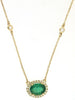 1.37CT DIAMOND & AAA EMERALD 14K YELLOW GOLD OVAL HALO BY THE YARD LOVE NECKLACE