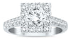 ESTATE 1.63CT DIAMOND 14KT WHITE GOLD CLASSIC ROUND HALO SQUARE ENGAGEMENT RING