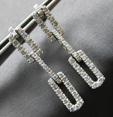 ESTATE .97CT DIAMOND 14KT WHITE GOLD 3D CLASSIC RECTANGULAR FUN HANGING EARRINGS