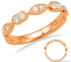 .25CT DIAMOND 14KT ROSE GOLD 3D ROUND MARQUISE SHAPE & HEXAGON ANNIVERSARY RING