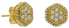 ESTATE .50CT DIAMOND 14KT YELLOW GOLD 3D ROUND CLASSIC FLOWER HALO STUD EARRINGS