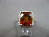 LARGE 7.46CT DIAMOND & AAA CITRINE 14K WHITE GOLD 3D SQUARE HALO ENGAGEMENT RING