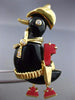 ANTIQUE LARGE .15CT DIAMOND CORAL & ONYX 18K YELLOW GOLD 3D HAPPY DUCK PIN 25663