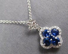 .68CT DIAMOND & AAA SAPPHIRE 18KT WHITE GOLD 4 LEAF CLOVER LOVE FLOATING PENDANT