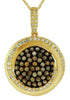 .90CT WHITE & CHOCOLATE FANCY DIAMOND 14KT YELLOW GOLD ROUND CLUSTER FUN PENDANT