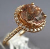 LARGE 4.13CT DIAMOND & AAA MORGANITE 18KT ROSE GOLD ROUND HALO ENGAGEMENT RING