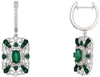 1.76CT DIAMOND & AAA EMERALD 14KT WHITE GOLD MULTI HEART SQUARE HANGING EARRINGS