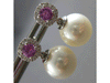 .53CT DIAMOND & AAA PINK SAPPHIRE & SOUTH SEA PEARL 14K WHITE GOLD HALO EARRINGS
