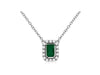 ESTATE .39CT DIAMOND & AAA EMERALD 14K WHITE GOLD ROUND & BAGUETTE HALO NECKLACE