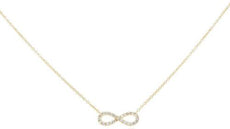 ESTATE .16CT DIAMOND 14KT YELLOW GOLD 3D CLASSIC INFINITY FUN LOVE NECKLACE