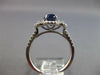 2.2CT DIAMOND & AAA SAPPHIRE 18K WHITE GOLD 3D OVAL 3 STONE HALO ENGAGEMENT RING