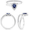 .80CT DIAMOND & AAA SAPPHIRE 14KT WHITE GOLD PEAR SHAPE & ROUND DOUBLE BAND RING