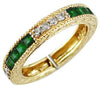 .65CT DIAMOND & AAA EMERALD 14KT YELLOW GOLD PRINCESS FILIGREE ANNIVERSARY RING