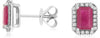 2.4CT DIAMOND & AAA RUBY 14KT WHITE GOLD 3D EMERALD CUT & ROUND STUD EARRINGS