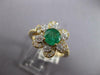 ESTATE 1.39CT DIAMOND & AAA EMERALD 14KT YELLOW GOLD 3D ROUND FLOWER LOVE RING