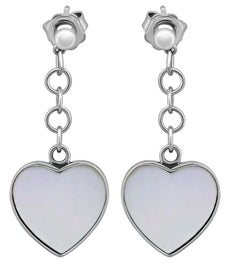 ESTATE AAA SOUTH SEA PEARL & MOTHER OF PEARL 18K WHITE GOLD HEART SHAPE EARRINGS