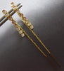 ESTATE .34CT DIAMOND 14KT YELLOW GOLD BEZEL CHANDELIER BAR FUN HANGING EARRINGS