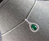 .91CT DIAMOND & AAA EMERALD 18KT WHITE GOLD PEAR SHAPE & ROUND FLOATING PENDANT