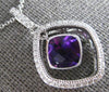 1.55CT DIAMOND & AAA AMETHYST 14KT WHITE GOLD CUSHION & ROUND FLOATING PENDANT
