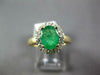 ESTATE 2.0CT DIAMOND & AAA EMERALD 14KT YELLOW GOLD 3D OVAL HALO ENGAGEMENT RING