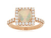 2.10CT DIAMOND & AAA OPAL 14KT ROSE GOLD CUSHION & ROUND SQUARE ENGAGEMENT RING
