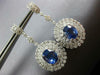 ESTATE EXTRA LARGE 11.86CT DIAMOND & AAA SAPPHIRE 18K WHITE GOLD FLOWER EARRINGS