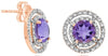2.60CT DIAMOND & AAA AMETHYST 14K ROSE GOLD ROUND SOLITAIRE DOUBLE HALO EARRINGS