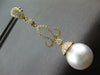 LARGE 1.04CT DIAMOND & AAA SOUTH SEA PEARL 18KT YELLOW GOLD 3D HANGING EARRINGS