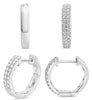 ESTATE .34CT DIAMOND 14KT WHITE GOLD 3D ROUND 2 ROW HEXAGON FUN HANGING EARRINGS