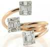 WIDE .49CT DIAMOND 18KT WHITE & ROSE GOLD ROUND & BAGUETTE CRISS CROSS LOVE RING